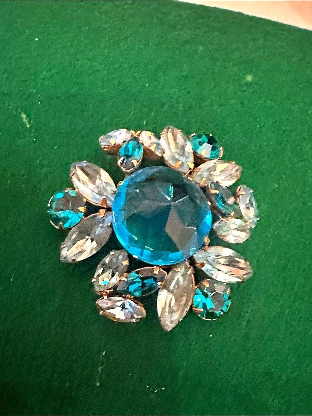 Vintage Signed Regency Teal Brooch